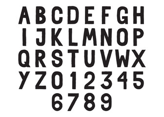 Hand drawn doodle font. Alphabets and numbers collection