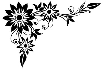 Floral Corner Design Isolated on white background