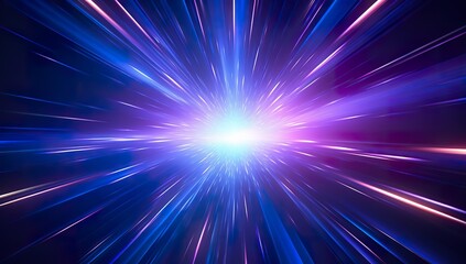 Naklejka premium abstract neon light rays background with blue and purple glowing lines in space tunnel. Glowing flare from speed motion