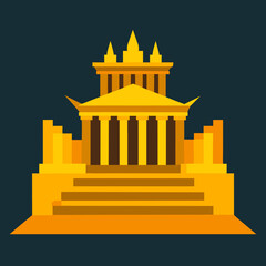 Obraz premium The Golden Palace of King Midas in Greek mythology vector illustration