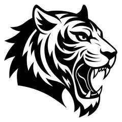 Fototapeta premium crazy tiger head side view icon vector silhouette 