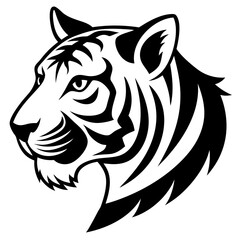 crazy tiger head side view icon vector silhouette 