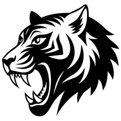 Fototapeta premium crazy tiger head side view icon vector silhouette 