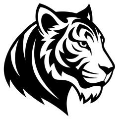 crazy tiger head side view icon vector silhouette 