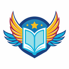 Fototapeta premium A child logo consisting of a book page with wings vector silhouette