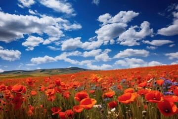 Fototapeta premium Flower field landscape grassland.