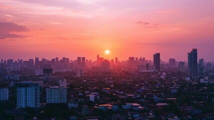 Fototapeta premium Glowing Cityscape: Real Estate Website Background