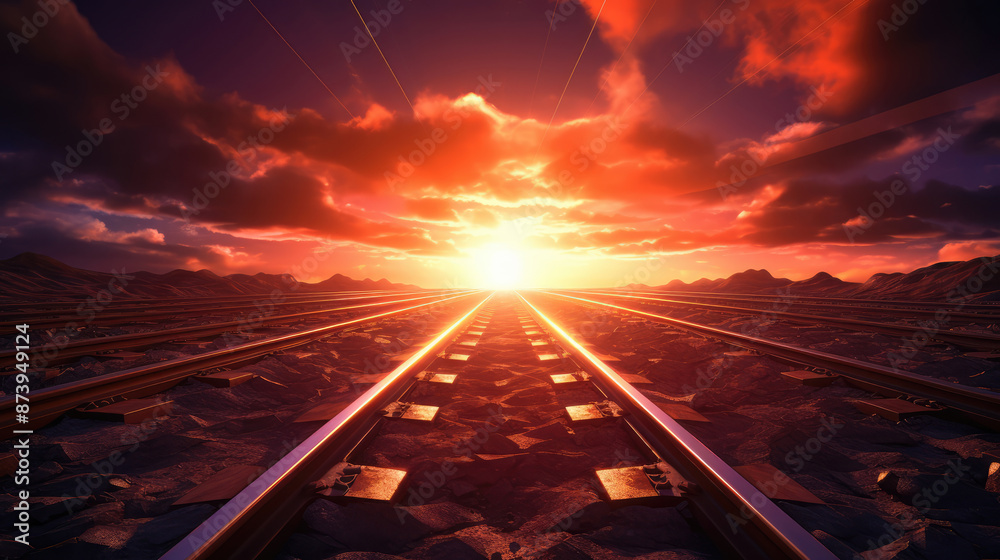 Canvas Prints bright light on a track, future concept., generative ai