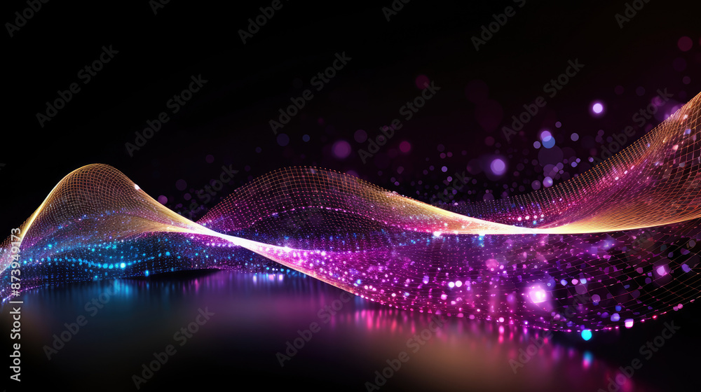 Sticker abstract digital polka dot wave image. data technology concept., generative ai