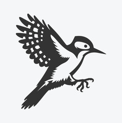 Majestic Woodpecker Silhouette, A Symbol of Nature's Resilience white background