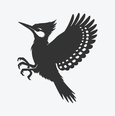Majestic Woodpecker Silhouette, A Symbol of Nature's Resilience white background