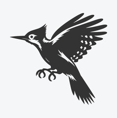 Majestic Woodpecker Silhouette, A Symbol of Nature's Resilience white background