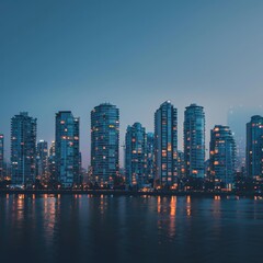 Fototapeta premium Glowing Cityscape: Real Estate Website Background