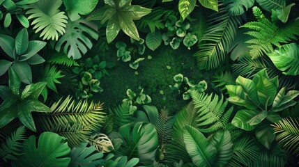 Fototapeta premium Lush emerald greenery forest foliage vector, perfect for creating vibrant natural backgrounds