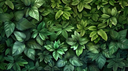 Fototapeta premium Lush emerald green foliage vector, ideal for creating vibrant forest backgrounds