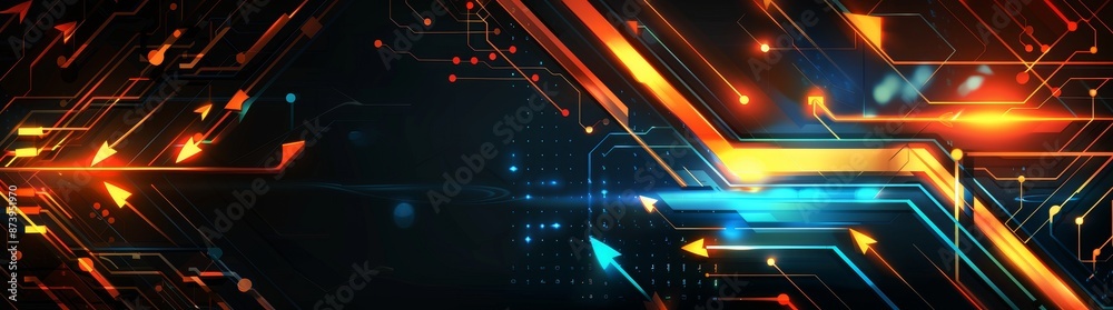 Poster printed circuit board or abstract technological background. depth of field and bokeh effects can be 