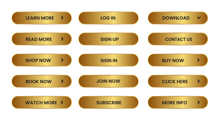 Web Buttons set. shining gold. Vector EPS 10