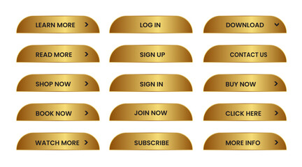 Web Buttons set. shining gold. Vector EPS 10