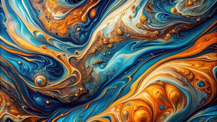 Abstract blue, orange, and golden marble liquid texture background, marble, liquid, texture, abstract, blue, orange, golden