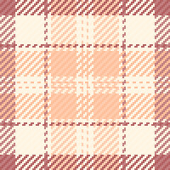 Classy vector textile background, aesthetic texture plaid seamless. Cute check tartan pattern fabric in orange and old lace colors.