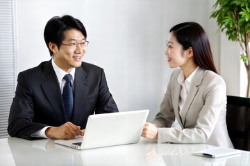 Obraz premium Asian Private Wealth Consultant with Client Meeting 