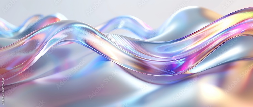 Fototapete the design element is made of 3d glass streamlined elements, abstract pipe-like waves, and a 3d rend