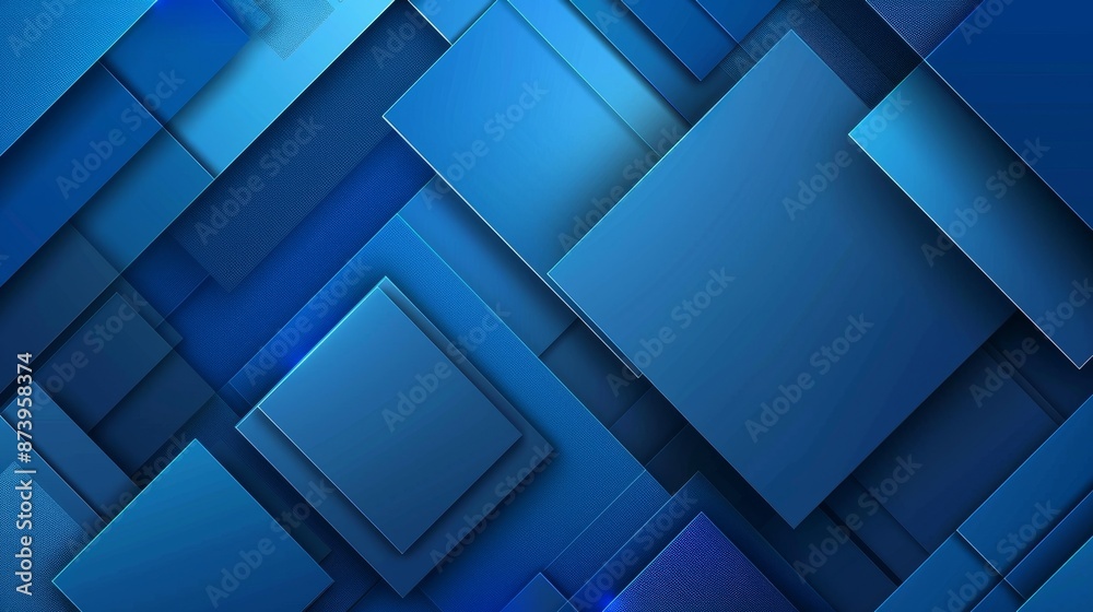 Poster stylish blue and gray glossy squares abstract tech banner design with layers of transparent material