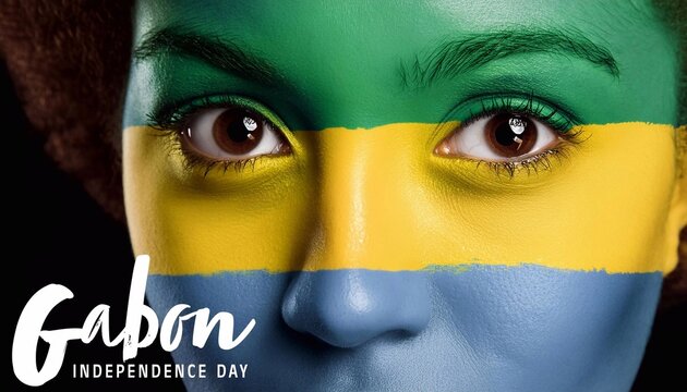 Gabon Independence Day Poster Design with Gabon Flag