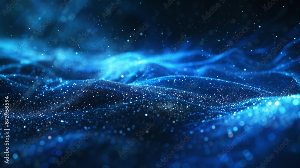 Poster digital background. analytics representation. wave of particles. 4k rendering.