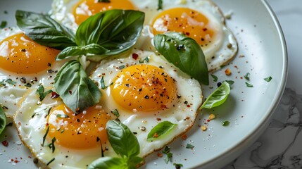 egg with avocado, shrimp salad, or grilled fish on a bed of greens