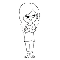 The character with arms crossed frowning annoyed