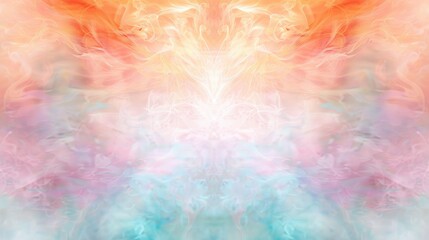 Fototapeta premium Ethereal Healing Certificate Background Graduation themed design ideal for healer s certificate featuring misty pink peach and blue hues with a white center and subtle border