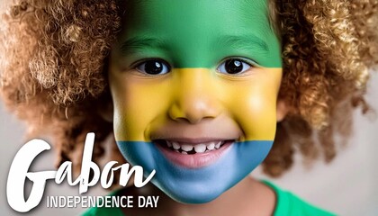 Gabon Independence Day Poster Design with Gabon Flag