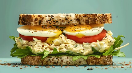  a delicious egg salad sandwich, centered with sharp detail and ample copy space
