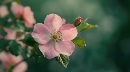 Rose colored dog rose blossom