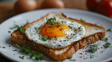  an egg-in-a-hole toast