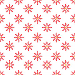 seamless pattern made of red with yellow flowers over white