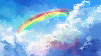 Naklejka premium rainbow in cloudy sky
