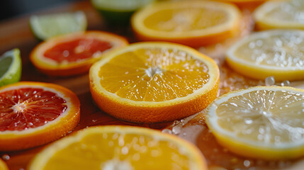 Freshly Sliced Citrus Fruits Macro Shot