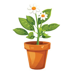 Fototapeta premium a Plant pot flower vector isolated on white solid background