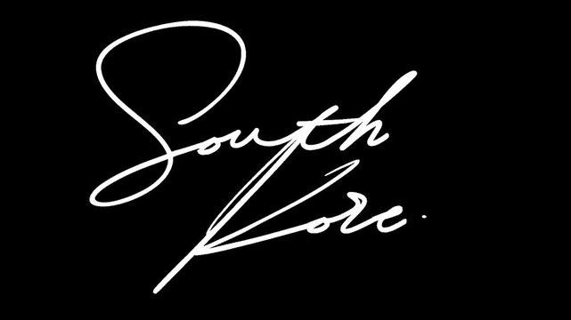 Animation of writing country names. Writing design for the country of South Korea. Video with alpha channel.