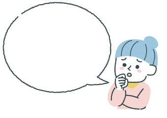 不安な女性と吹き出しのイラスト