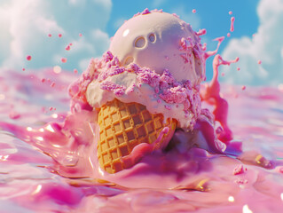 Refreshing delicious ice creams, summer vibes, good advertisement. AI generated
