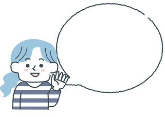 喜んでいる女性と吹き出しのイラスト
