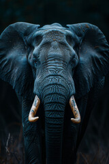 Close-up of an elephant with its trunk raised, a traditional symbol of good luck and happiness,