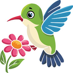 blue bird with flower