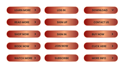 Web apps Buttons set. Red shiny reflected. Vector EPS 10