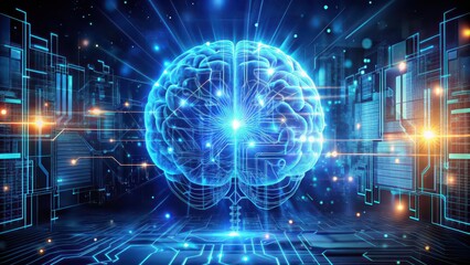 Fototapeta premium Artificial Intelligence technology concept showcasing futuristic computer programming and machine learning