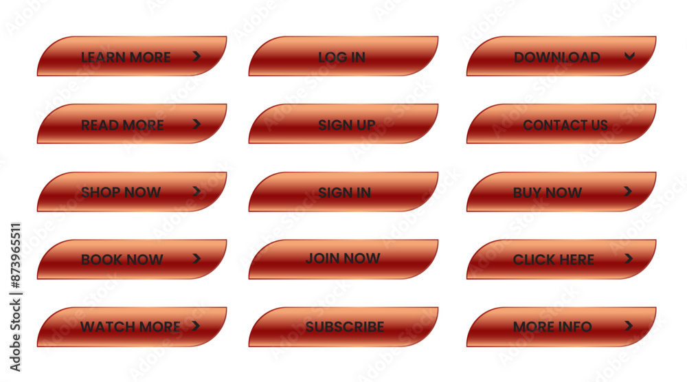 Wall mural web apps buttons set. red shiny reflected. vector eps 10