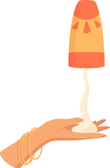 Hand use sunblock cream tube, creative solar screen lotion pack, cartoon sun block spray product, flat uv protection cosmetic tube, vector sunscreen oil bottle,